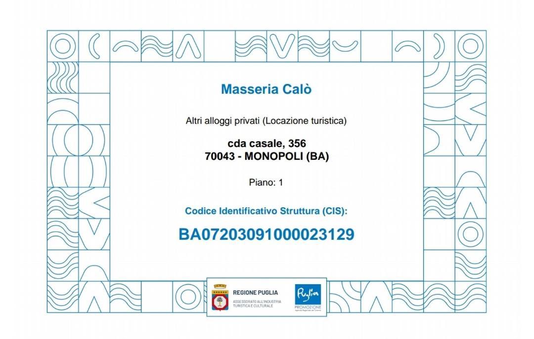 Masseria Calo Monopoli Buitenkant foto